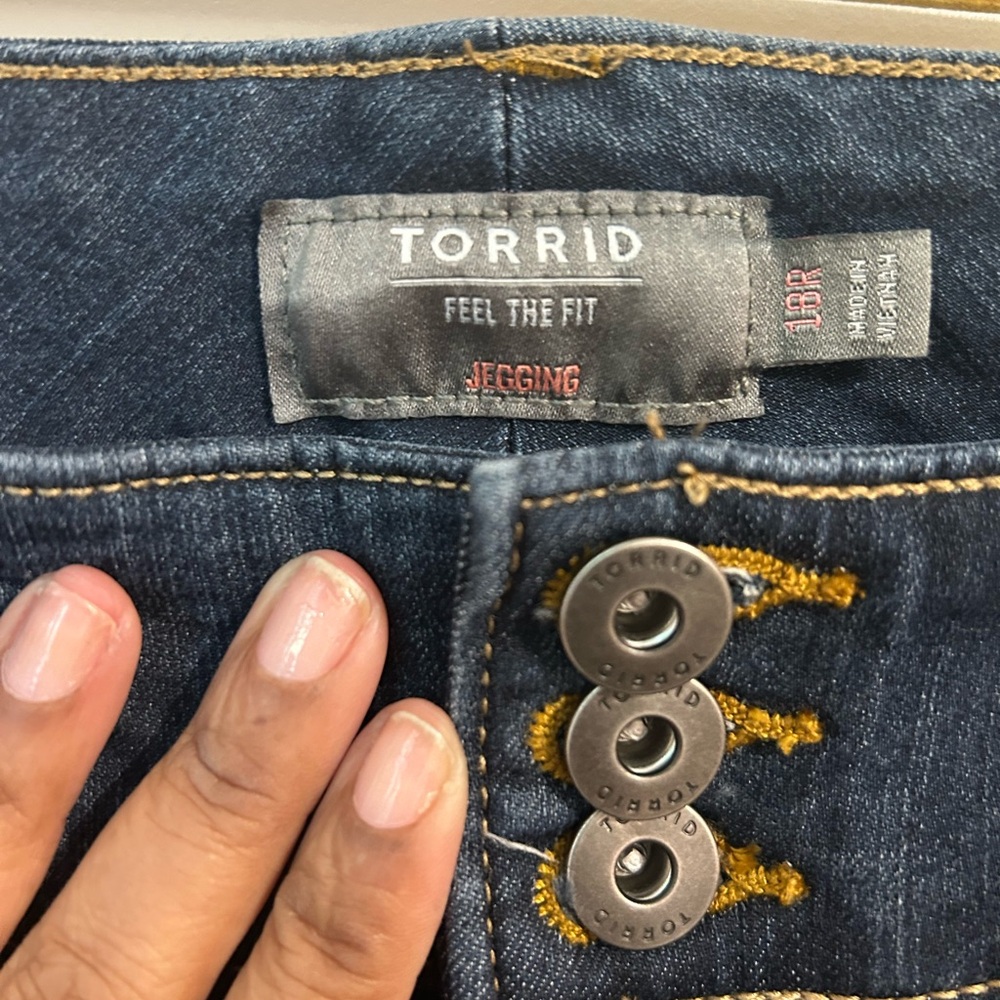 Torrid Blue Jeggings with Silver Button Accents